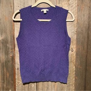 Banana Republic Purple Cable Knit Wool Pima Cotton Womens Sweater Vest size M